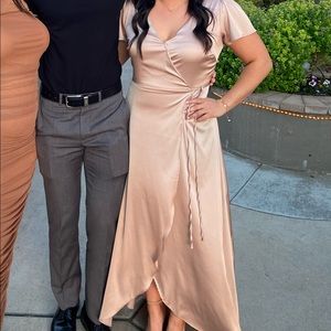 Champagne satin tie dress